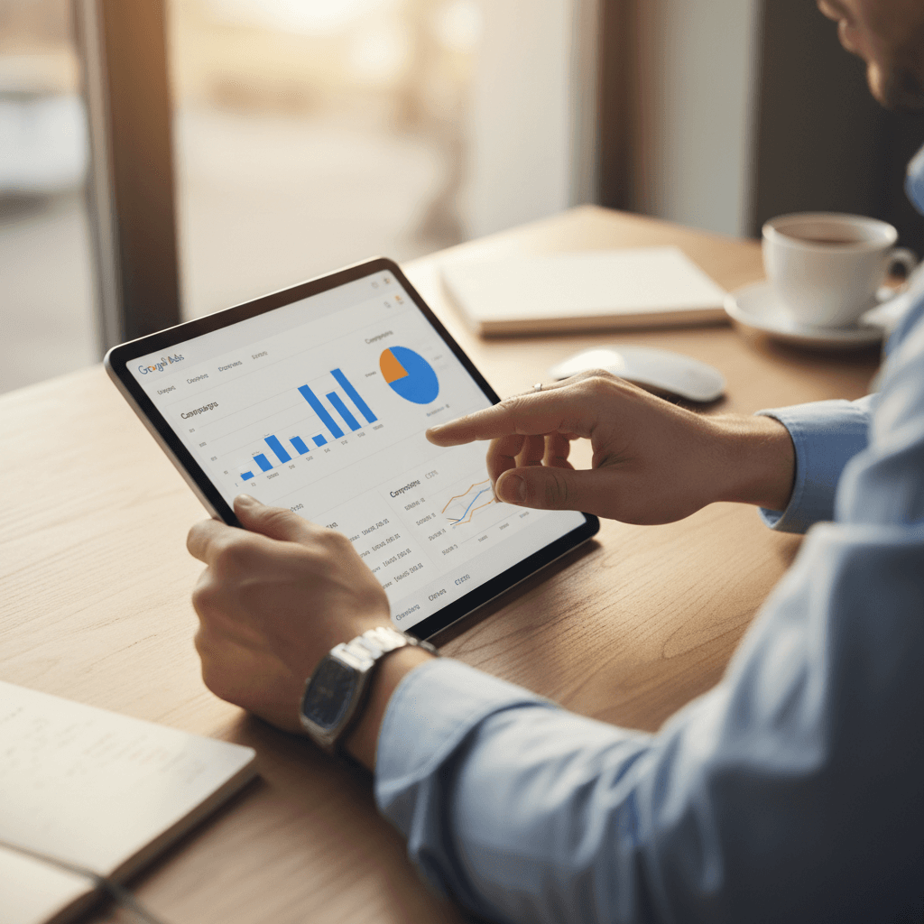 Google Ads performance review on tablet